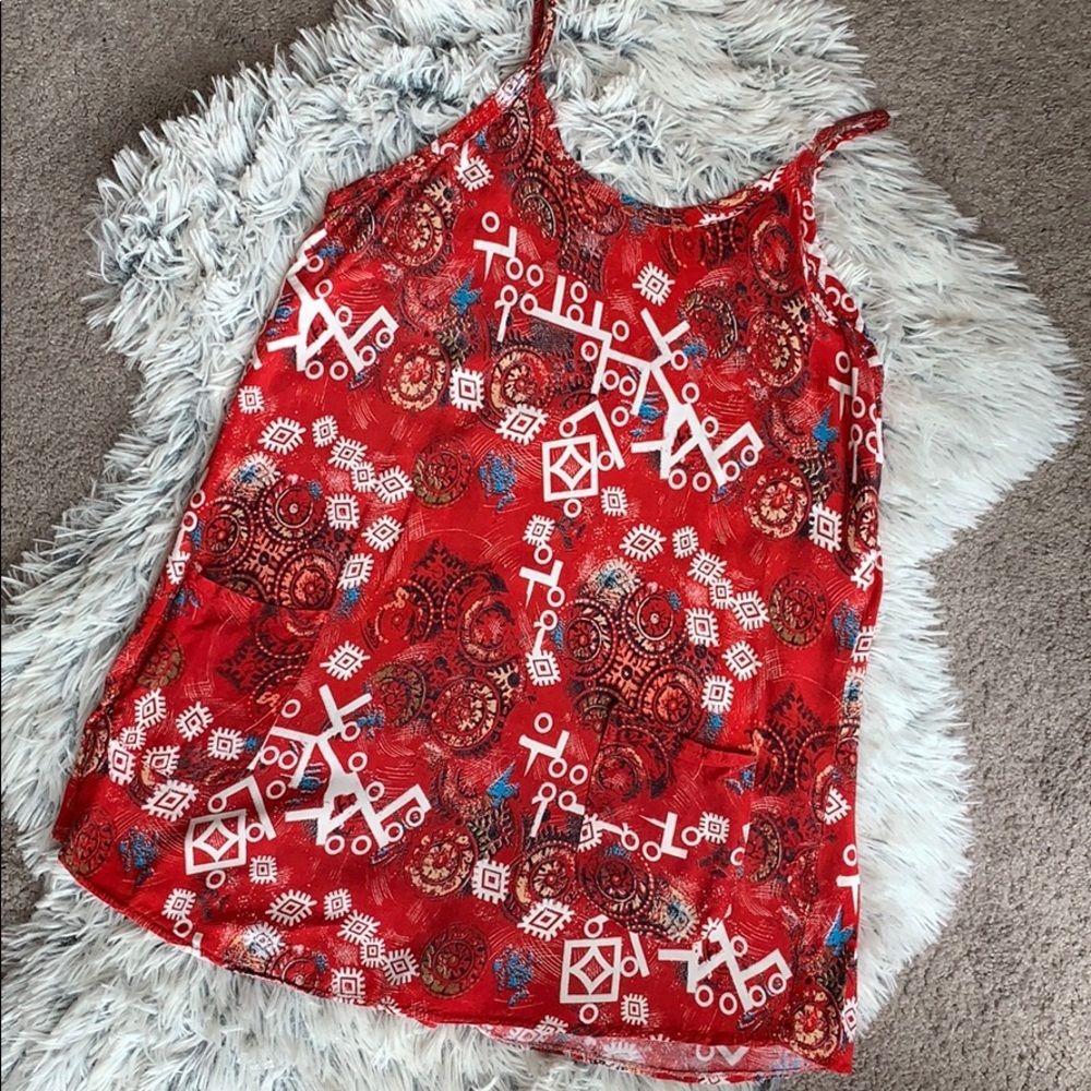 Vintage red/tribal print tank